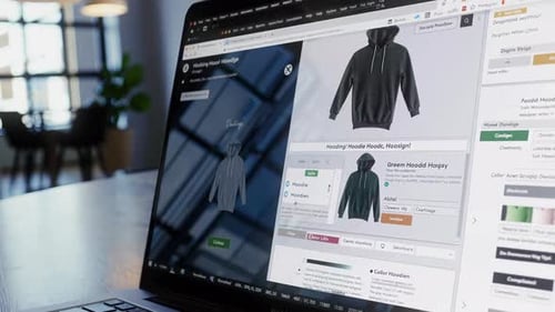 Engaging in Online Shopping for a Stylish Black Hoodie Using My Laptop Device Right Now