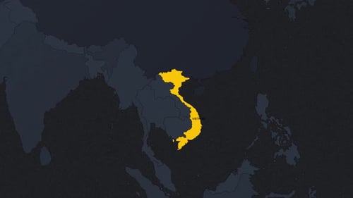 Animated World Map Vietnam Country Highlight Reveal