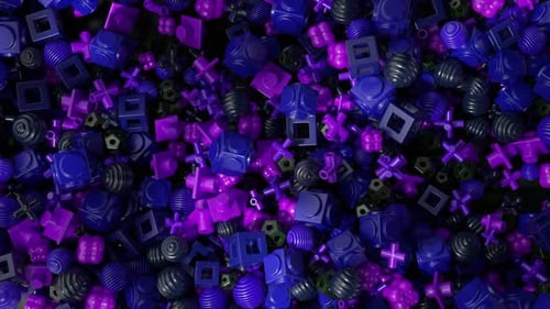 3d Abstract Background with Purple and Black Geometric Shapes in a Chaotic Arrangement