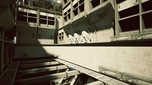 Cinematic Futuristic Base Interior with Satellite Equipment
