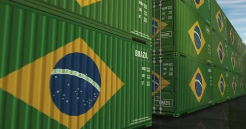 Brazil export cargo containers in row endless