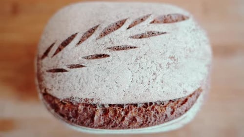 Close Up of Crusty Loaf of Homemade Bread