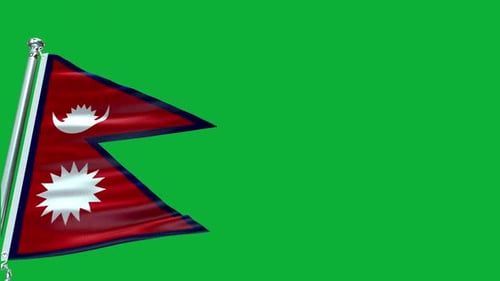 Waving Flag of Nepal on Green Screen