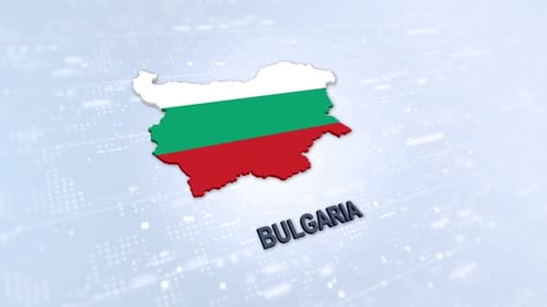 Animated 3D Map of Bulgaria with Flag on Digital Background