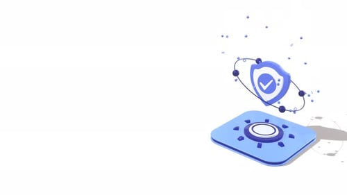 3D Animated Security Shield Icon with Orbiting Checkmark