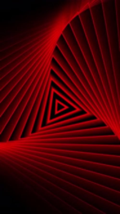 Abstract Red Triangle Tunnel Loop Motion Background