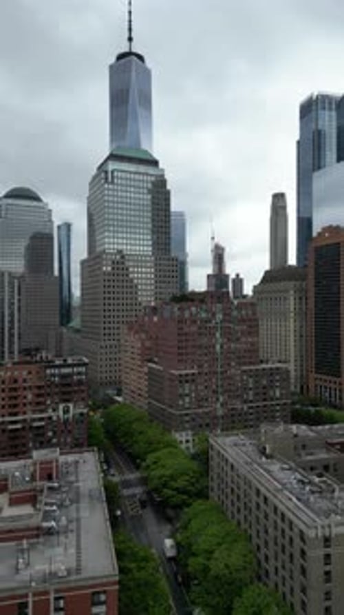 S End Ave., New York, Vertical Drone Rising Shot