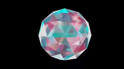 Rotierende Diamantkugel, alle Teile sind geschlungen, 3D-Animation