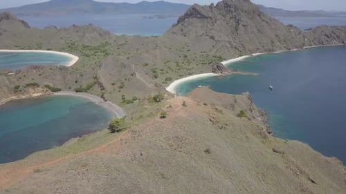 Clear blue sky and sea at Padar island, Flores, Indonesia