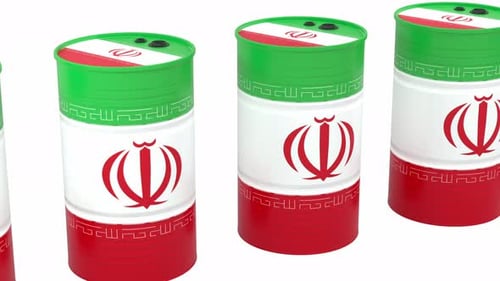 Iranian Oil Barrels Diagonal Angle White Background