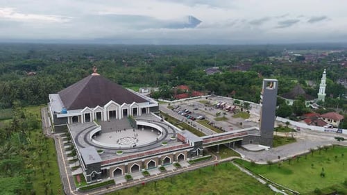 Aerial view of beautiful mosque in Indonesia. An-Nuur Central Java Grand Mosque building.