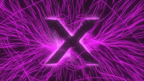 Letter X Reveal In Neon Electric Field