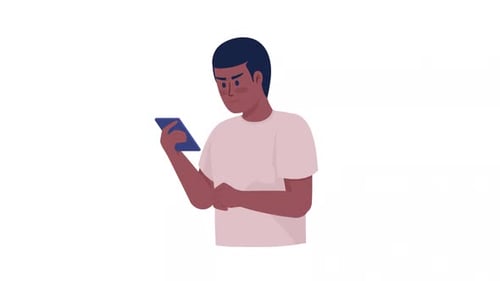Animated Angry Person with Tablet Flat Design Loop