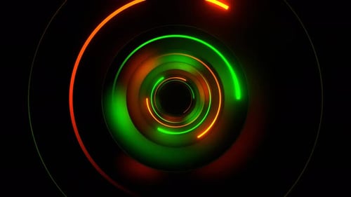 Green And Orange Neon Spiral Light In Corrugat Background Vj Loop In 4K
