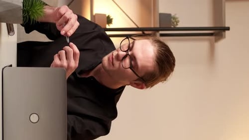 Vertical Work End Business Man Leaving Workplace