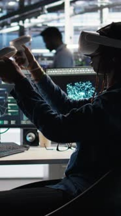 Verwaltung einer vertikalen Videoserverfarm mithilfe von VR-Geräten und Node Tree-Systemen