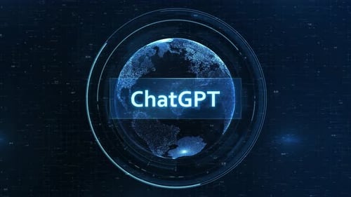 ChatGPT Concept: Futuristic Globe with Grid, Binary Code, and Digital Animation