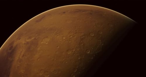 Detailed View of Mars Showcasing Surface Features and Color Variations