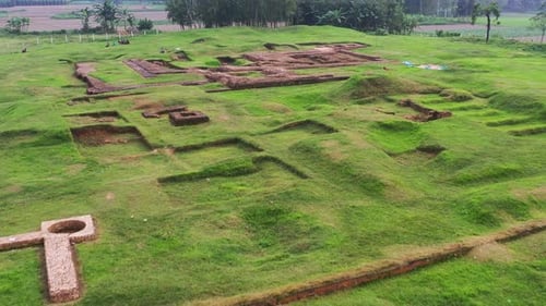 Aerial view of archaeological site, Bangladesh.
