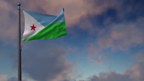 Djibouti Flag Waving in Realistic Loop Animation