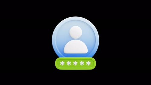 3D Animated Login Icon with Profile and Password Field