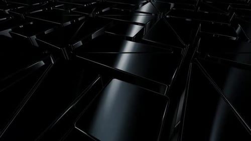 Dynamic Black Geometric Tiles Reflecting Motion Background