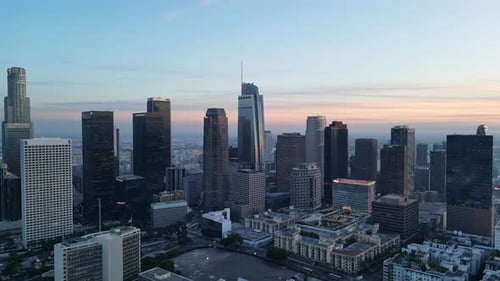 Los Angeles Skyscrapers at Sunset, Drone Shot