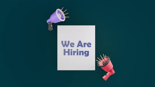 Animated 3D Megaphones Announce We Are Hiring