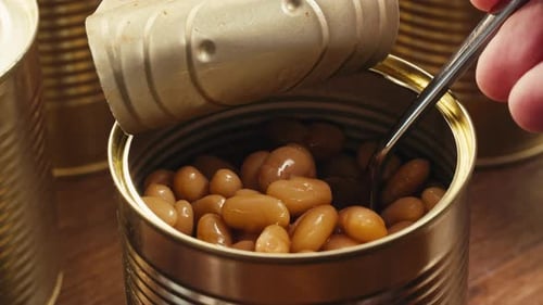 Canned Red Bans Preserved Beans Rotating Background Close Up Side View Organic Steamed Beans Pickled