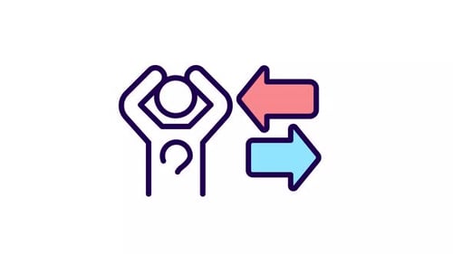 Ícone animado de cor de decisão difícil