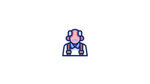 Animated Flat Design Icon of an Elderly Man