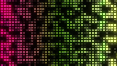 Colorful Glowing Digital Square Shape Animation, Digital Square Box Animation, Digital Dot Moving