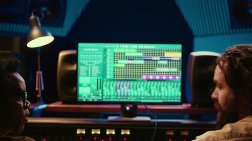 Sound Designer Working with Artist to Create a New Song for His Album