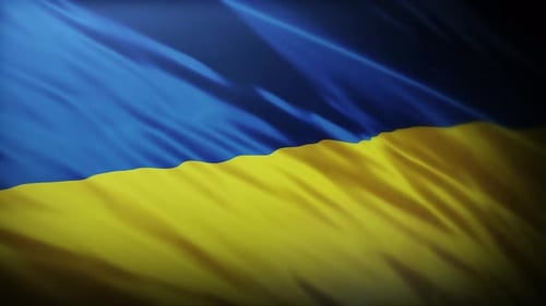 Realistic Waving Blue and Yellow Flag Background