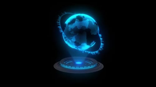 Futuristic Digital Globe Hologram Technology Advanced Display Sci Fi Platform System Earth Data Visu