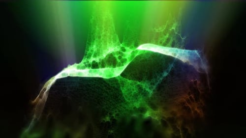 Abstract Flowing Green Energy Particles Background Animation