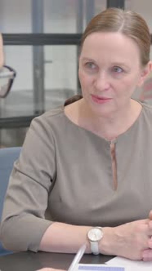 Female Entrepreneurs Talking in Office, Discussion, vertical video