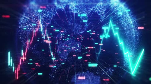 Global Digital Financial Network with Abstract Data Chart Animation