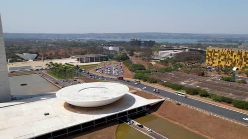 Aerial View of Modernist Architecture and Government Buildings in Brasilia