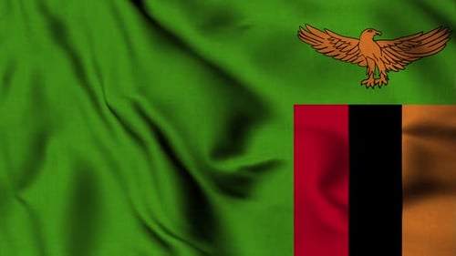Realistic Zambia National Flag Waving Loop