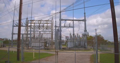 Moody Sky Timelapse Over Power Lines and Power grid