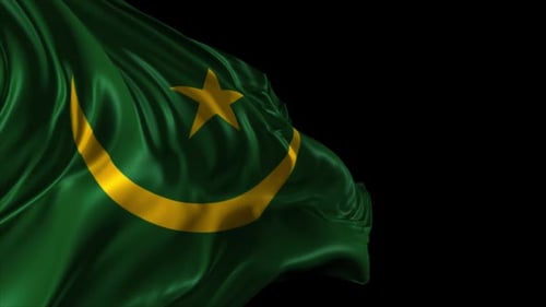Mauritania Flag Waving Animation With Alpha Channel