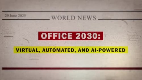 Office 2030 Virtual Automated And Ai Powered Newspaper Style Headline Titles