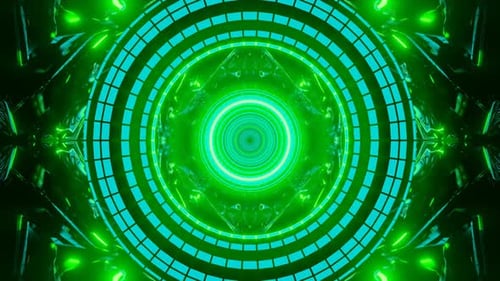 Futuristic Tunnel with Neon Lights and Endless Depth