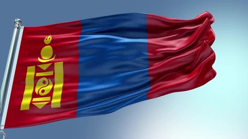 Realistic Mongolia Flag Waving Seamless Loop Animation