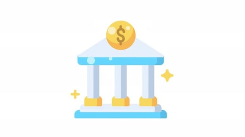 Animated Bank Icon Flat Style