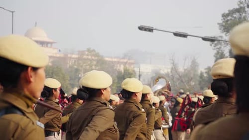 indian Female Police Officers Rehearsing for Republic Day Parade