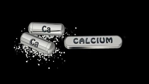 Animation with Silver Pills of Calcium, Alpha Channel, 3D Render