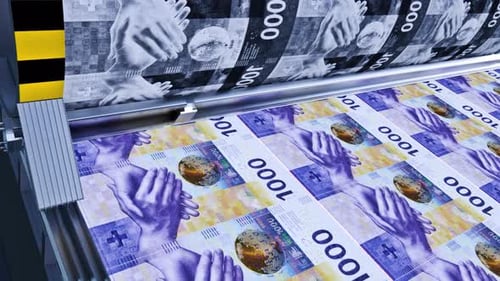 Printing Swiss Franc 1000 Banknotes on an Industrial Press
