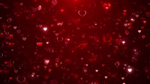Schimmernde rote Herzformen funkeln auf dunkler Liebe und romantischer Hintergrund Herzen auf dunklem Hintergrund